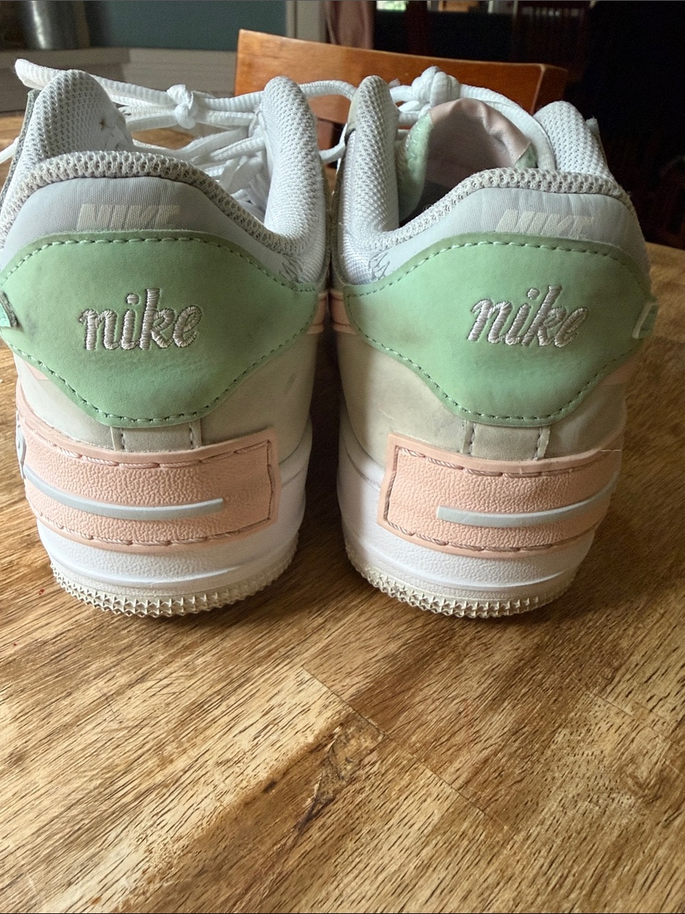 Nike Airforce 1 Shadow White/Mint Foam/ Pink Gently used!! - Picture 5 of 8